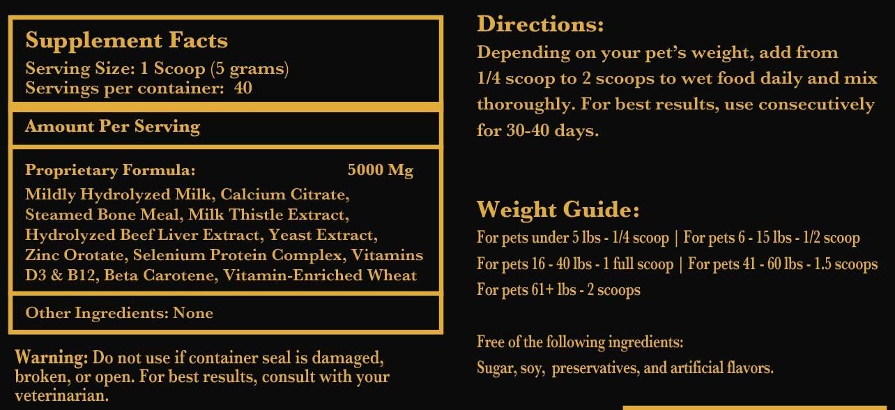 Nursing Supplement and Vitamins for Nursing Dogs and Cats - Nursing, Lactation and Recovery Supplement for Breeders - Muscle & Mental Development for Puppies and Kittens - 200g