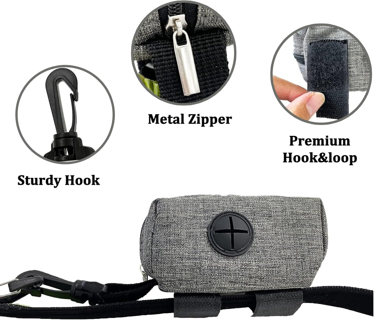 (2 Pack) Dog Poop Bag Holder for Leash,Doggie Waste Bag Dispenser Small Doggy Poop Bag Zipper Pouch with Carabiner Clip, Leash Attachment Holder for Pet Puppy Poop Bags